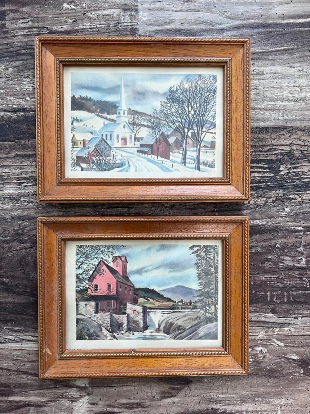 Set of 2 Vintage John Rogers Framed Prints | Americana Farmhouse Wall Art